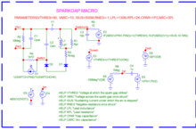 Spark gap macro of a neon bulb simulated in Micro-Cap software.